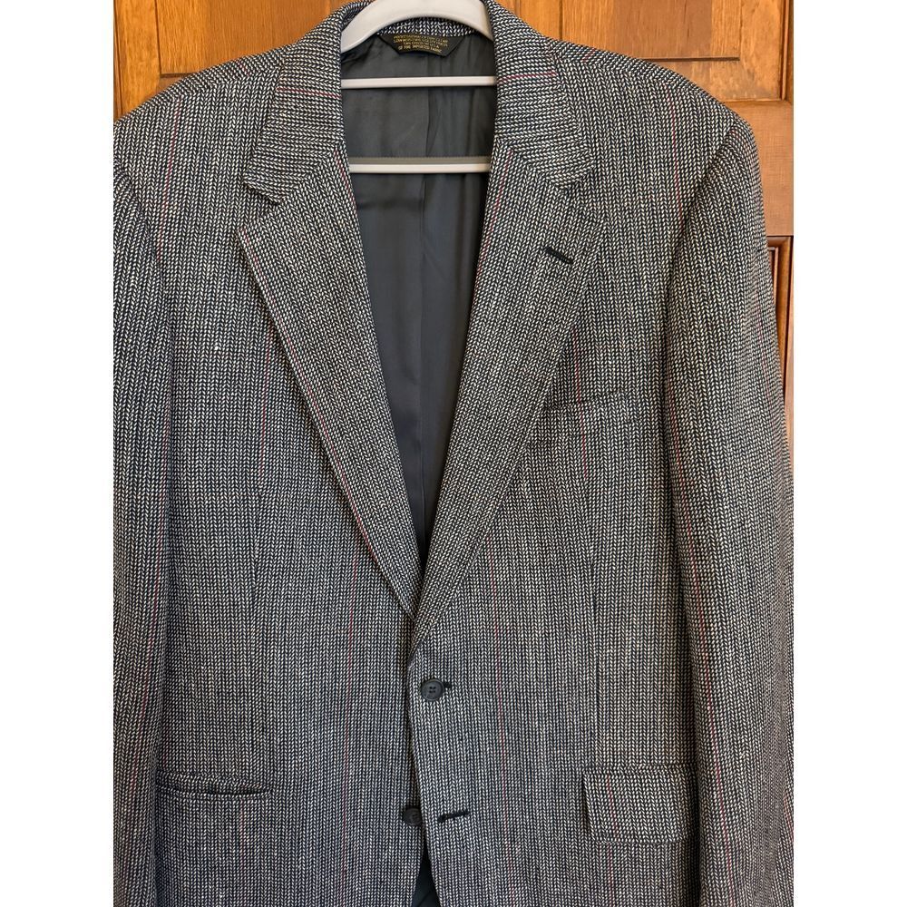 Barrister Sport Coat Mens 40R Black/ White‎ w/Red Overlay 2-Button Blazer Jacket